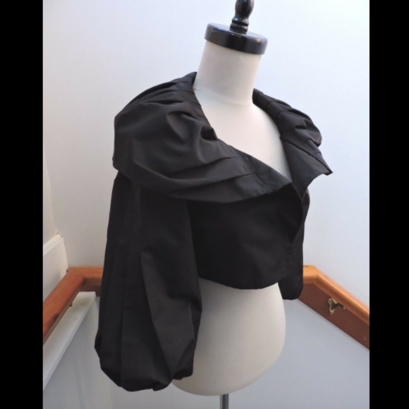 NWT $258 BCBGMAXAZRIA STUNNING EVENING JACKET BLACK SHRUG CROP XXS - Picture 3 of 7
